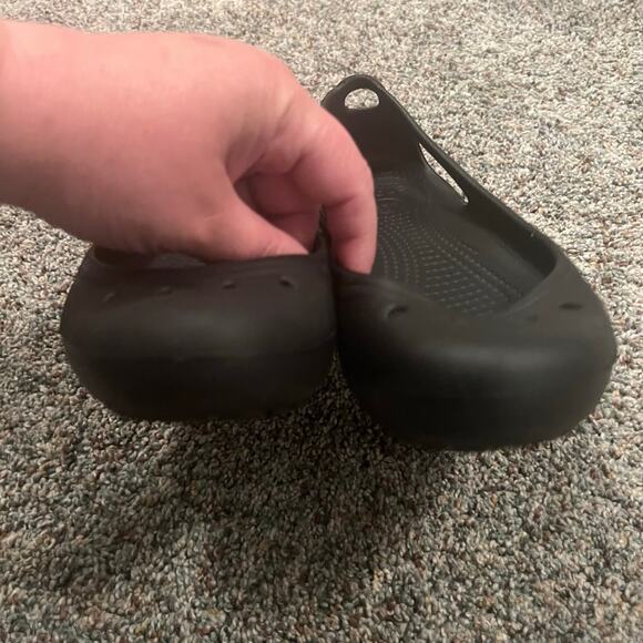 Crocs Kadee Flats Slip On Waterproof Shoes Women Size 8 Solid Black Ballet Flats - Picture 3 of 8